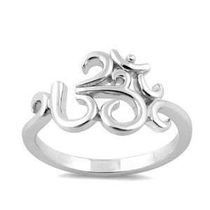 💋Boutique Unity Om Sanskrit Symbol Silver Tone Ring